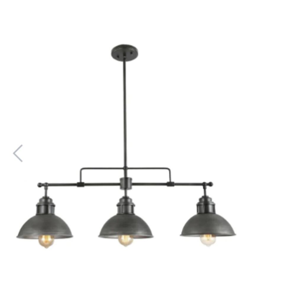 LNC Abspinim 3-Light 36-in Gary Industrial Linear Kitchen Island Light NEW